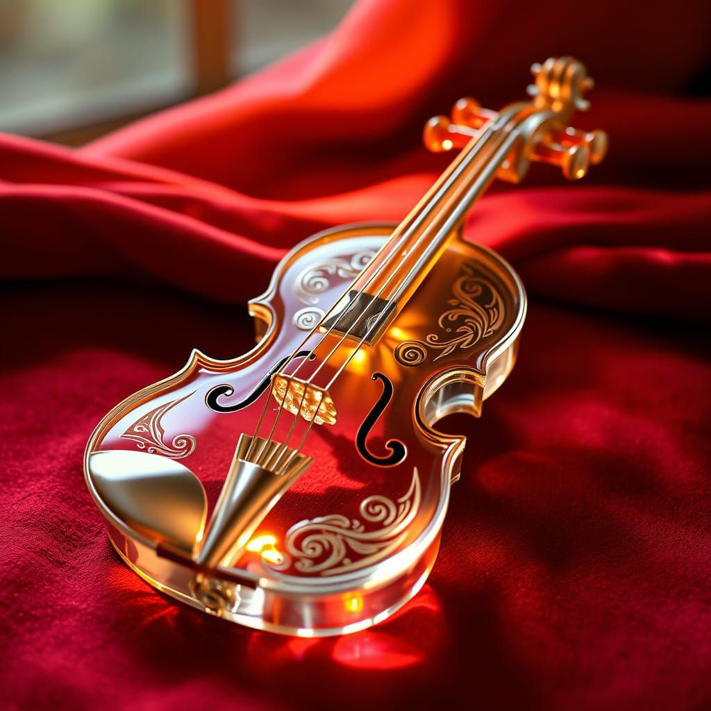 Crystal Violin in Art Nouveau Style