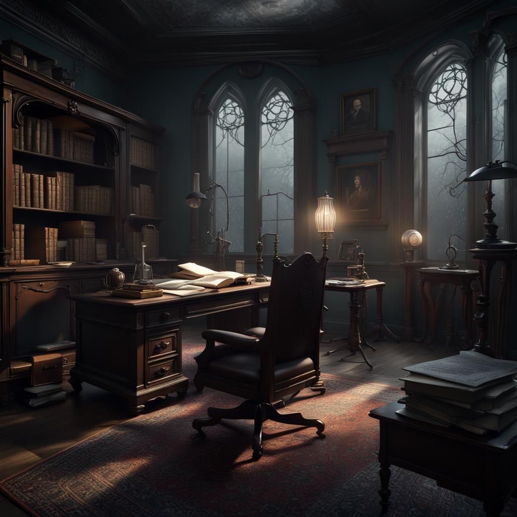 Creepy Gothic Mansion Servant Room: Detailed Matte Painting