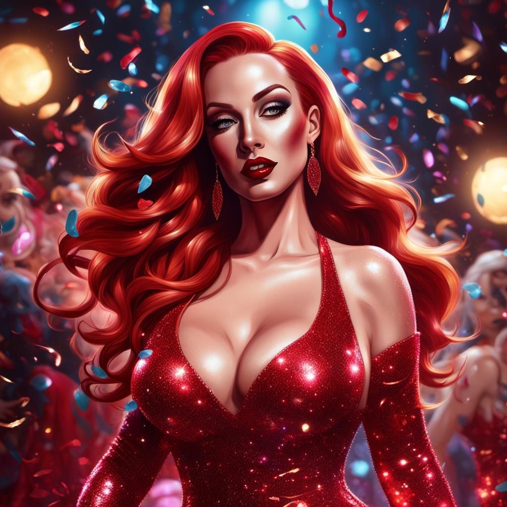 Jessica Rabbit Dances in Nightclub: Hyperrealistic Splash Ar...