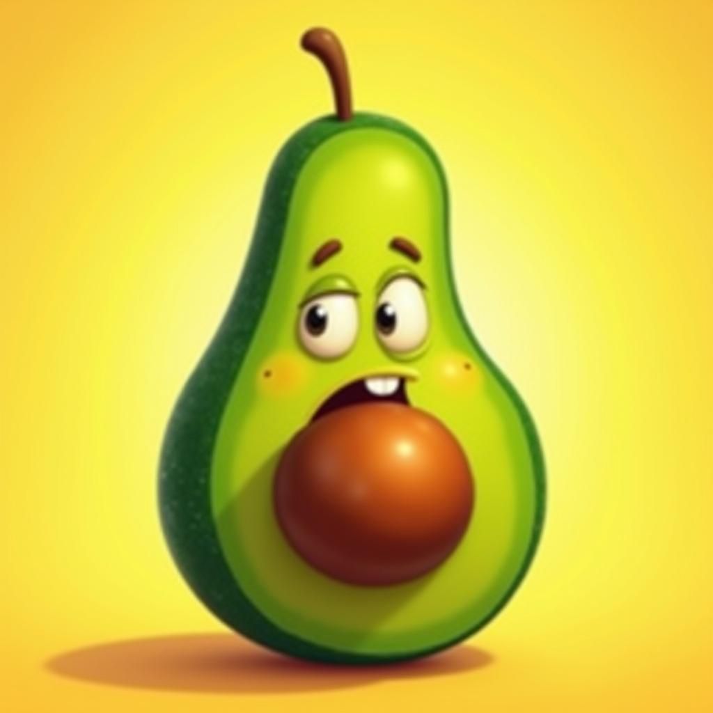 Whimsical Cartoon Avocado Character in Toon Style