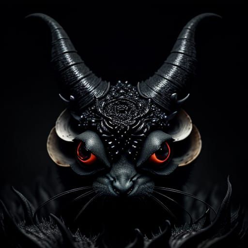 Mysterious Whimsical Creature Sits on Glowing Mushroom in Da...