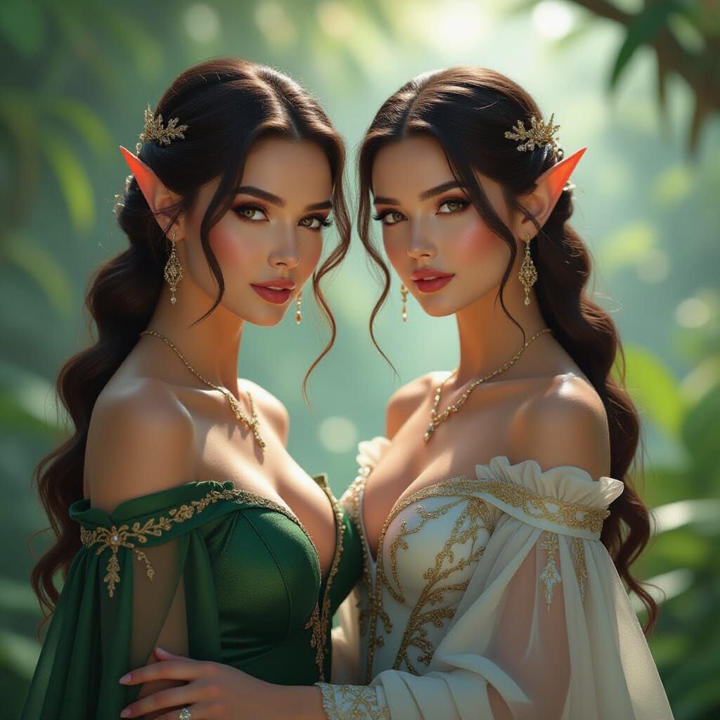 Elegant Human and Elf in Photorealistic Detail