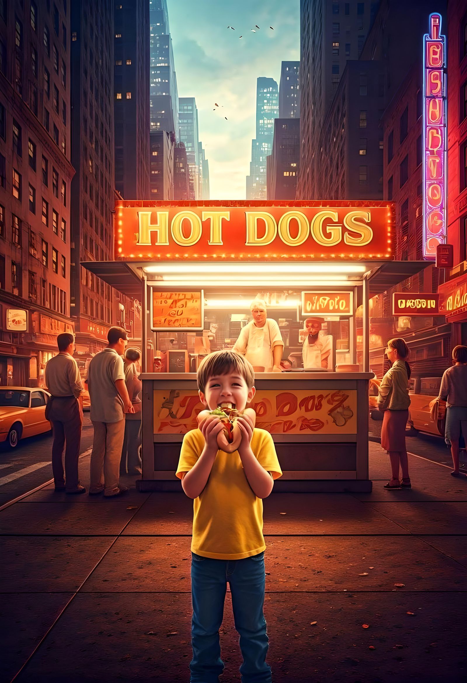 Famous hot dog stand in New York