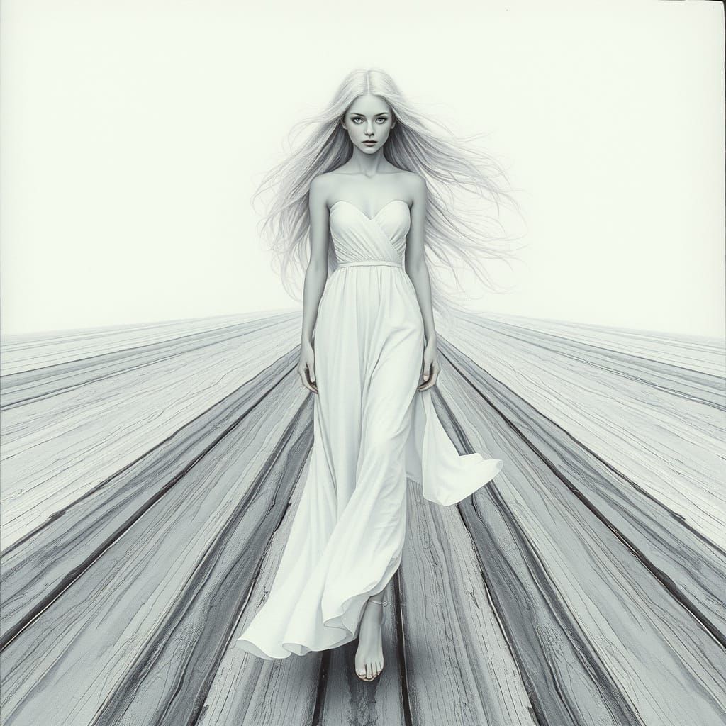 Surreal Beauty Walks Endless Path in Hyperdetailed Digital A...