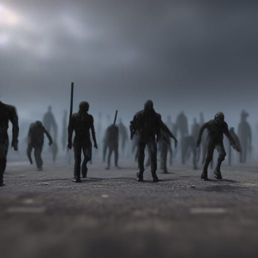Apocalyptic Zombie Horde on Desolate Highway