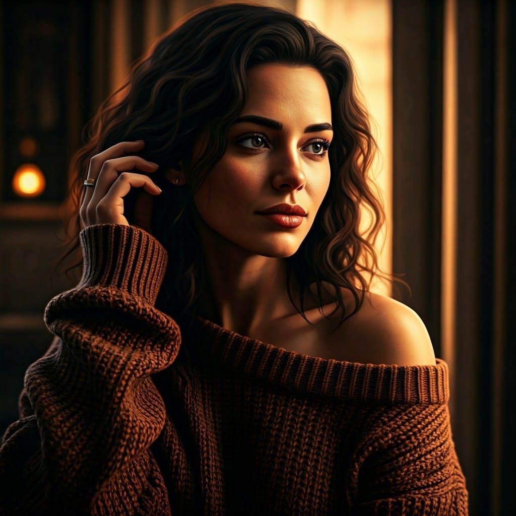 Fantastical Woman in Warm Cozy Atmosphere