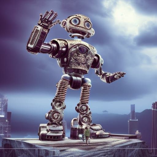 Eye-Catching Chatbot for Fiverr Ad, Digital Matte Painting