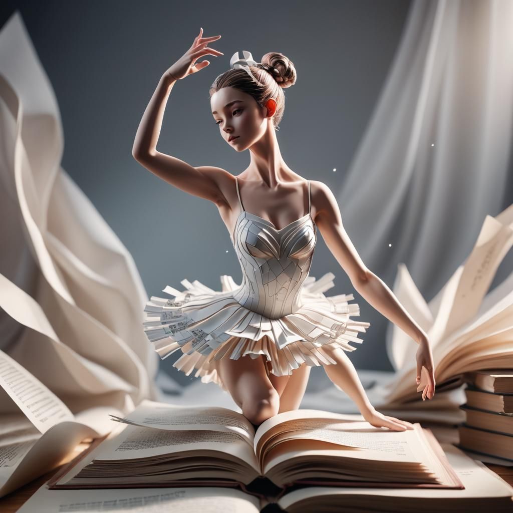 Anime Ballet Dancer Paper Sculpture in Digital Art