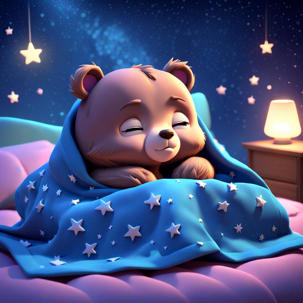 Dreaming Bear Cub in 3D Digital Art