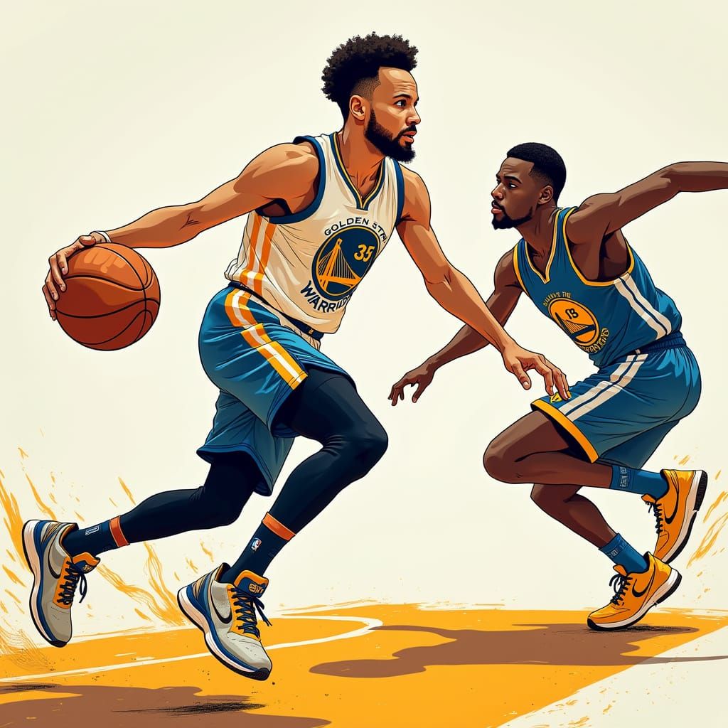 Stephen Curry in Exhilarating Mid-Air Basketball Move