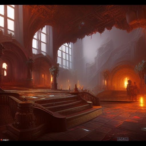 Fantastical Interior Concept Art in Deep Color