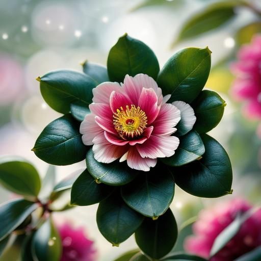 Detailed Photograph of a Camellia Flower