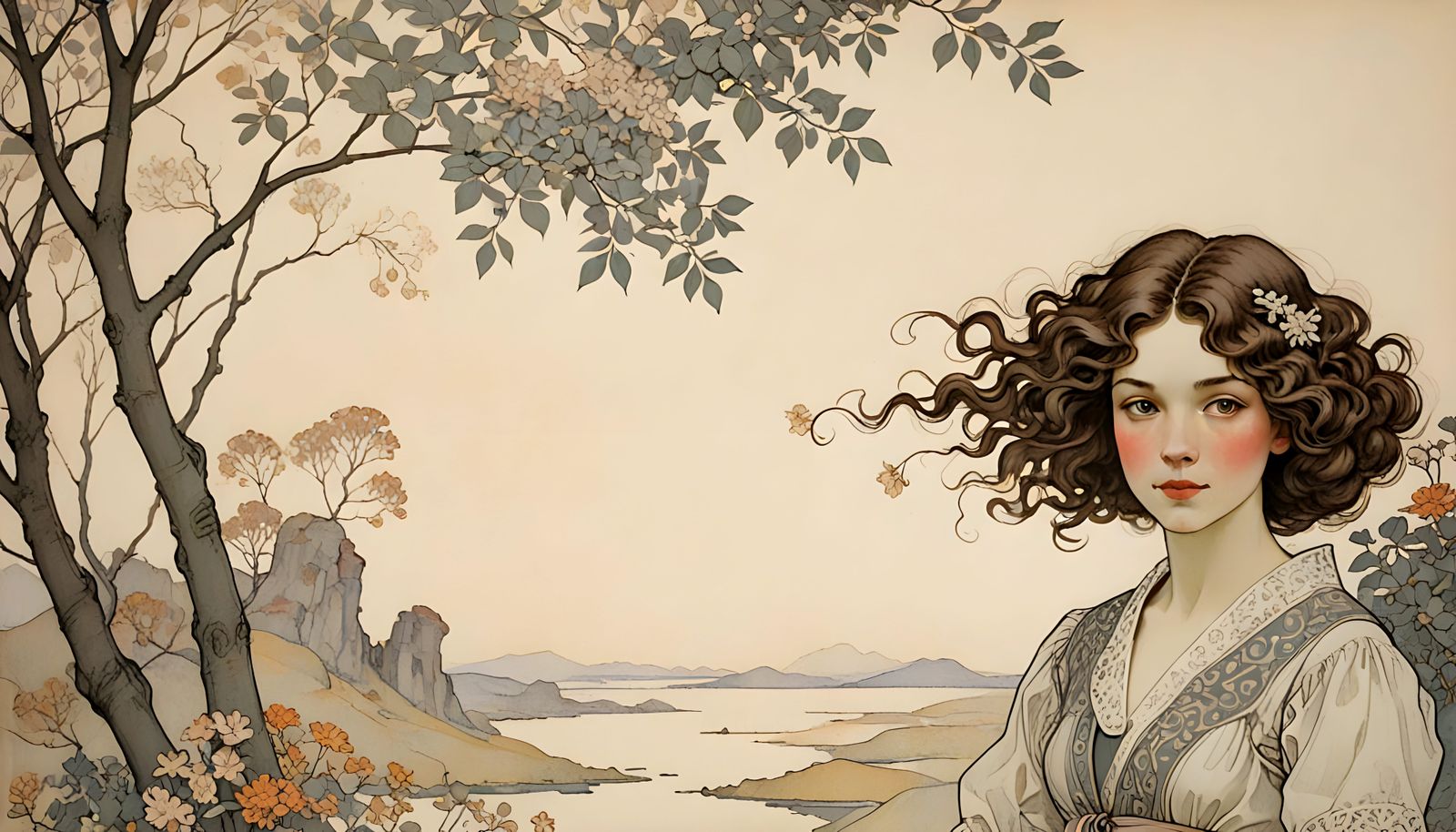 Whimsical Childlike Portrait in Soft Pastels and Charcoal