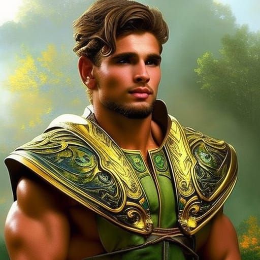 Handsome Man in Toga with Gold Accessories