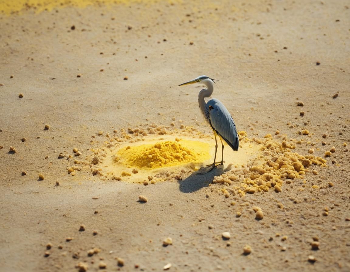 Minimalist Heron in Liminal Space with Tilt-Shift