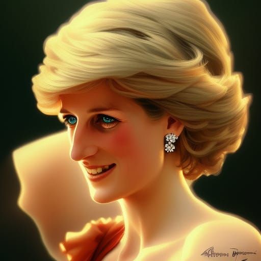 Princess Diana Portrait in Hyperdetailed Style