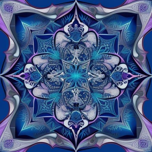 Abstract Castle Fractal Art with Zentangle Wave Patterns