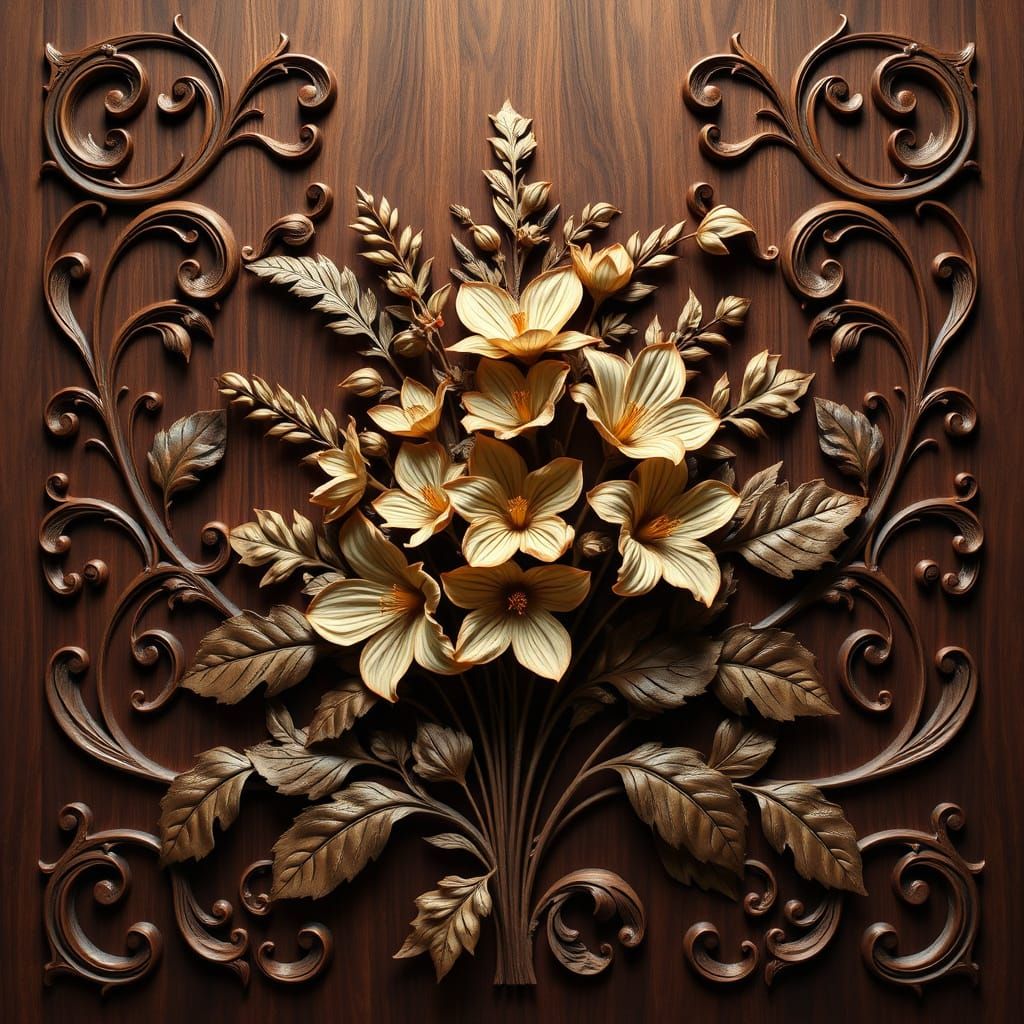 Front-facing, intricately designed marquetry panel for a Sam...