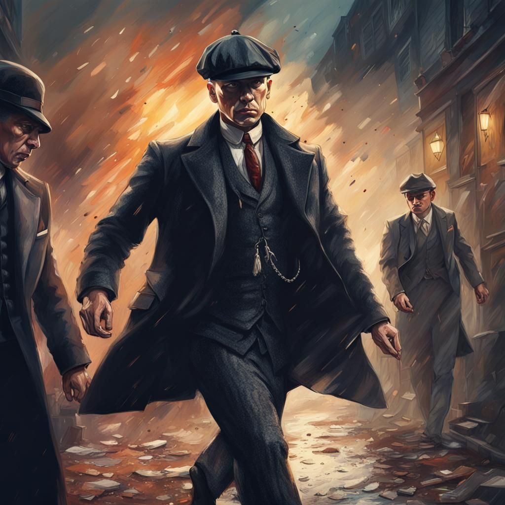 Peaky Blinders Mafia Combat in Hyperrealistic Style