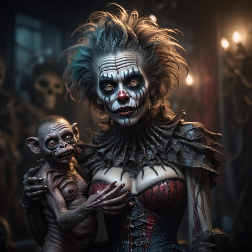 Grotesque Burlesque Monsteress in Tattered Finery