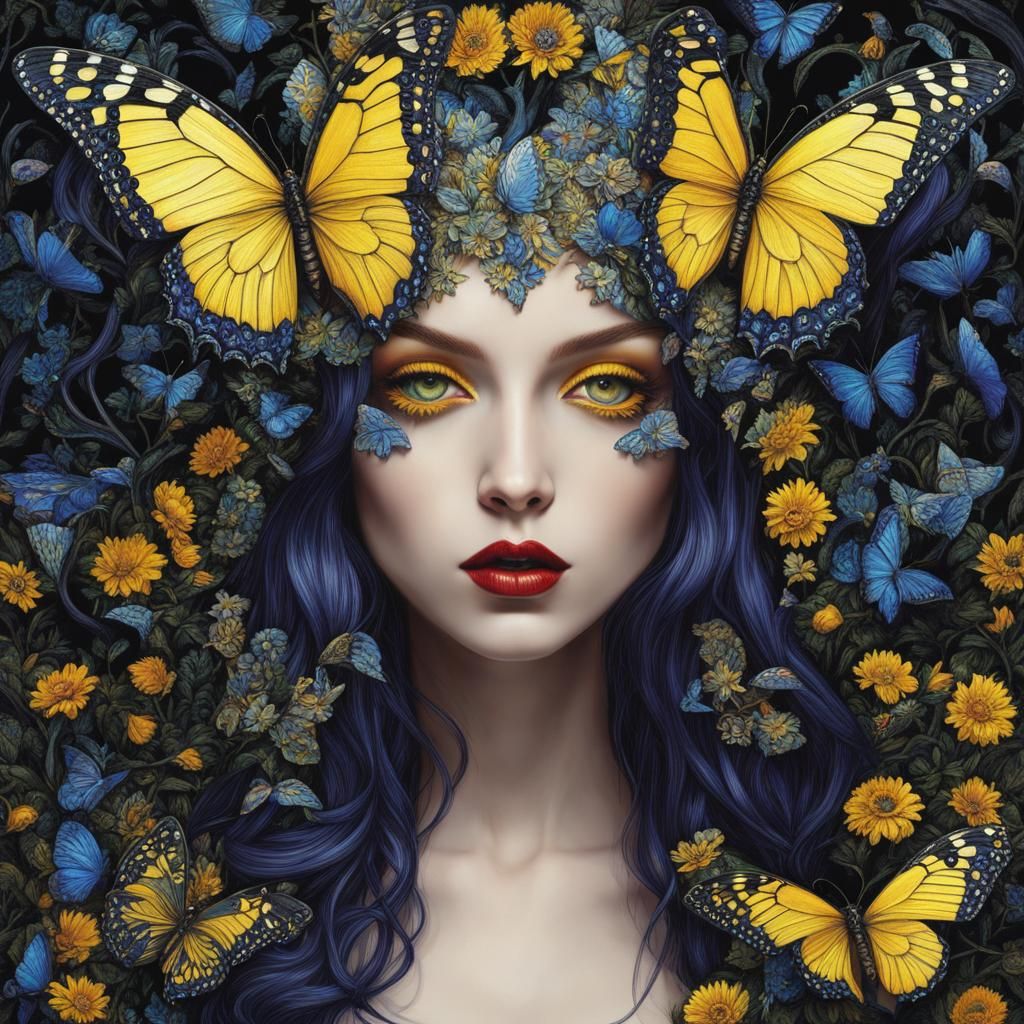 Butterfly Angel in Ethereal Gothic Bohemian Style