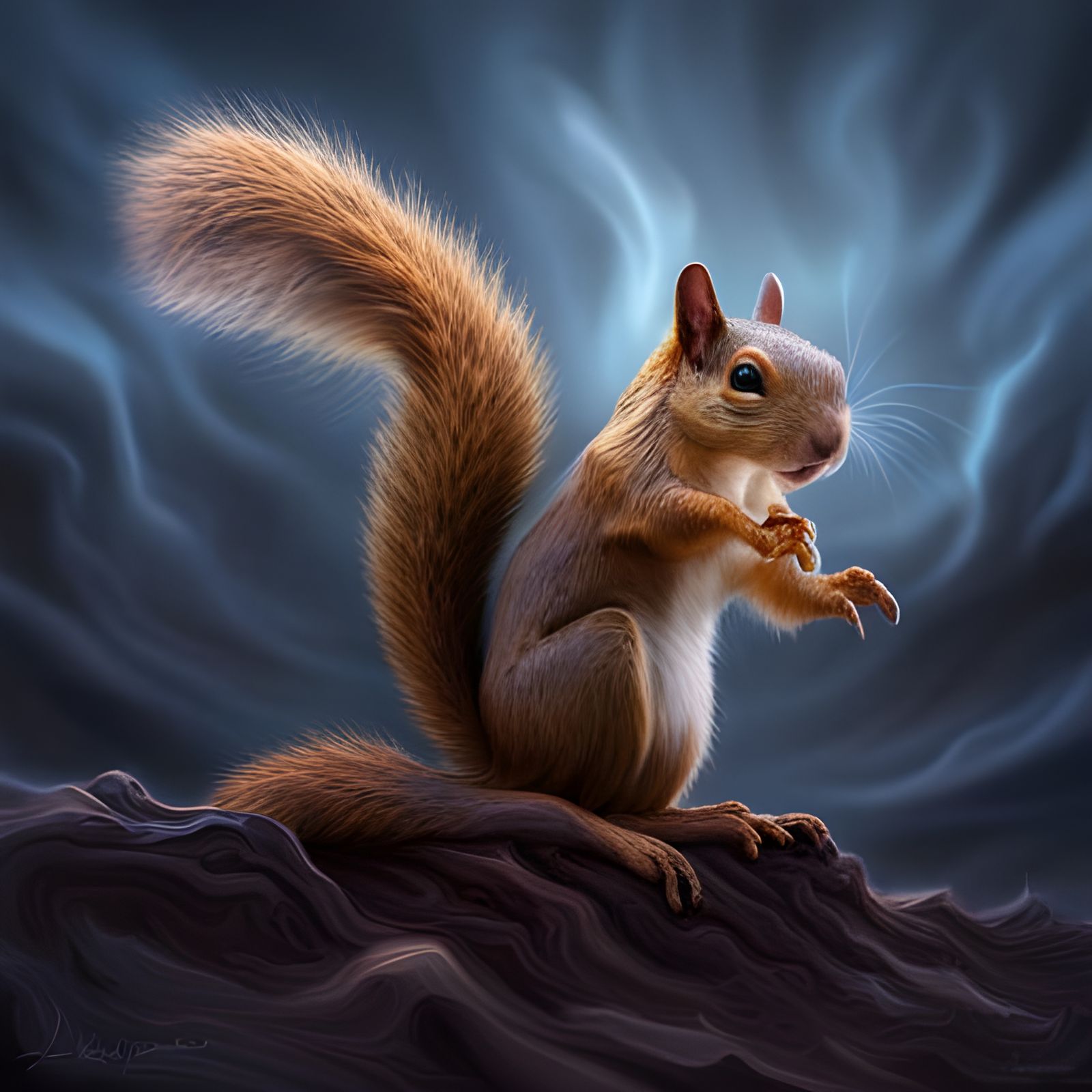 Menacing Demon Squirrel in Volumetric Lighting