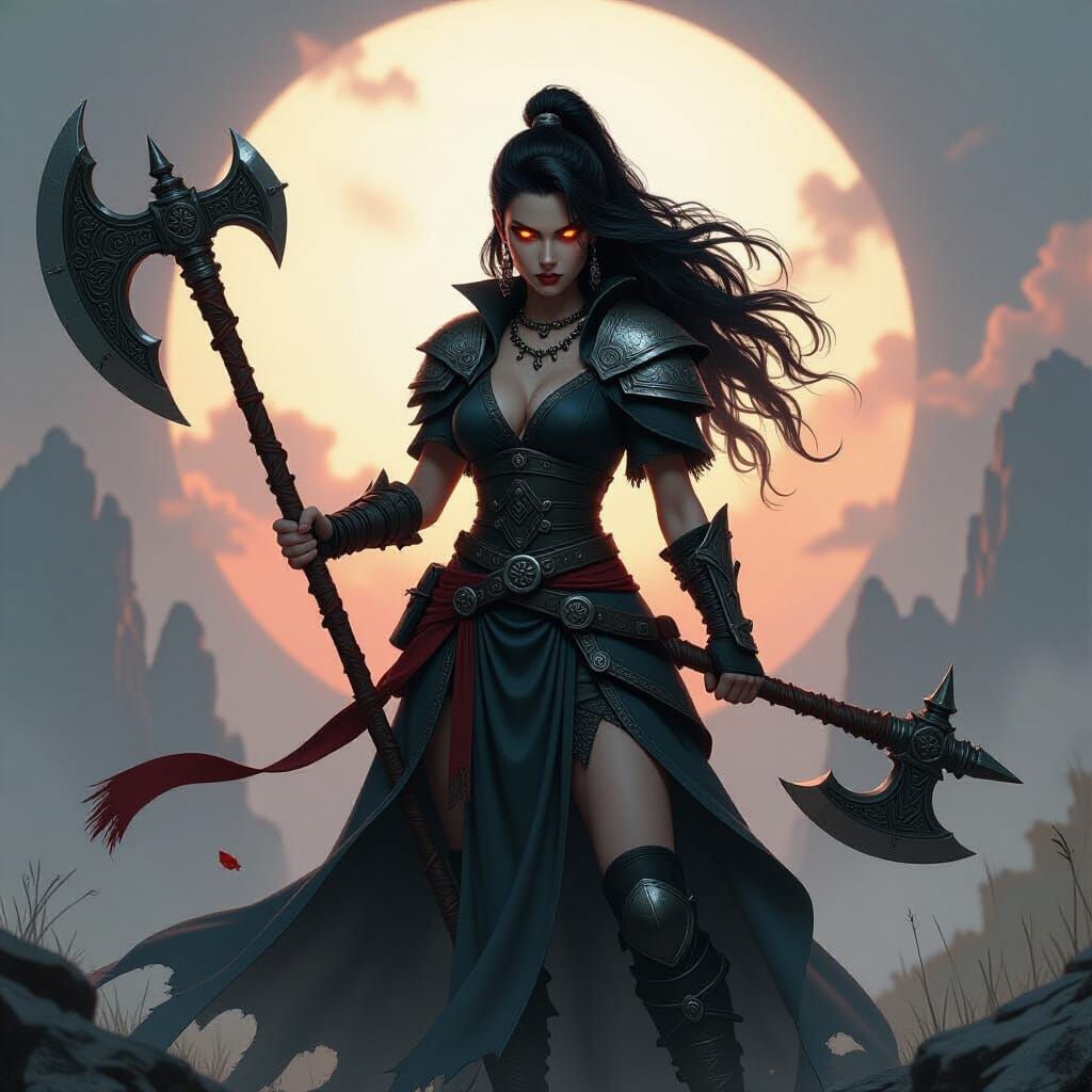 Dark Fantasy Warlock and Barbarian Concept Art