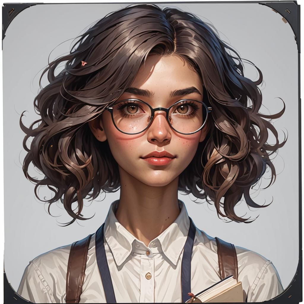 Detailed Portrait of a Scholarly Girl