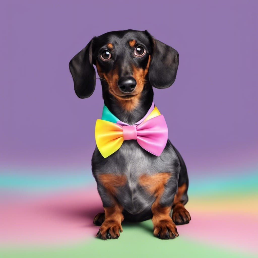 Dachshund with Bowtie in Candy Art Style
