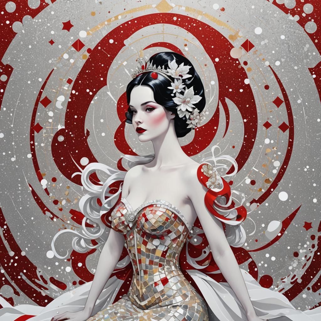 Snow White Space Mermaid in Pop Art Style