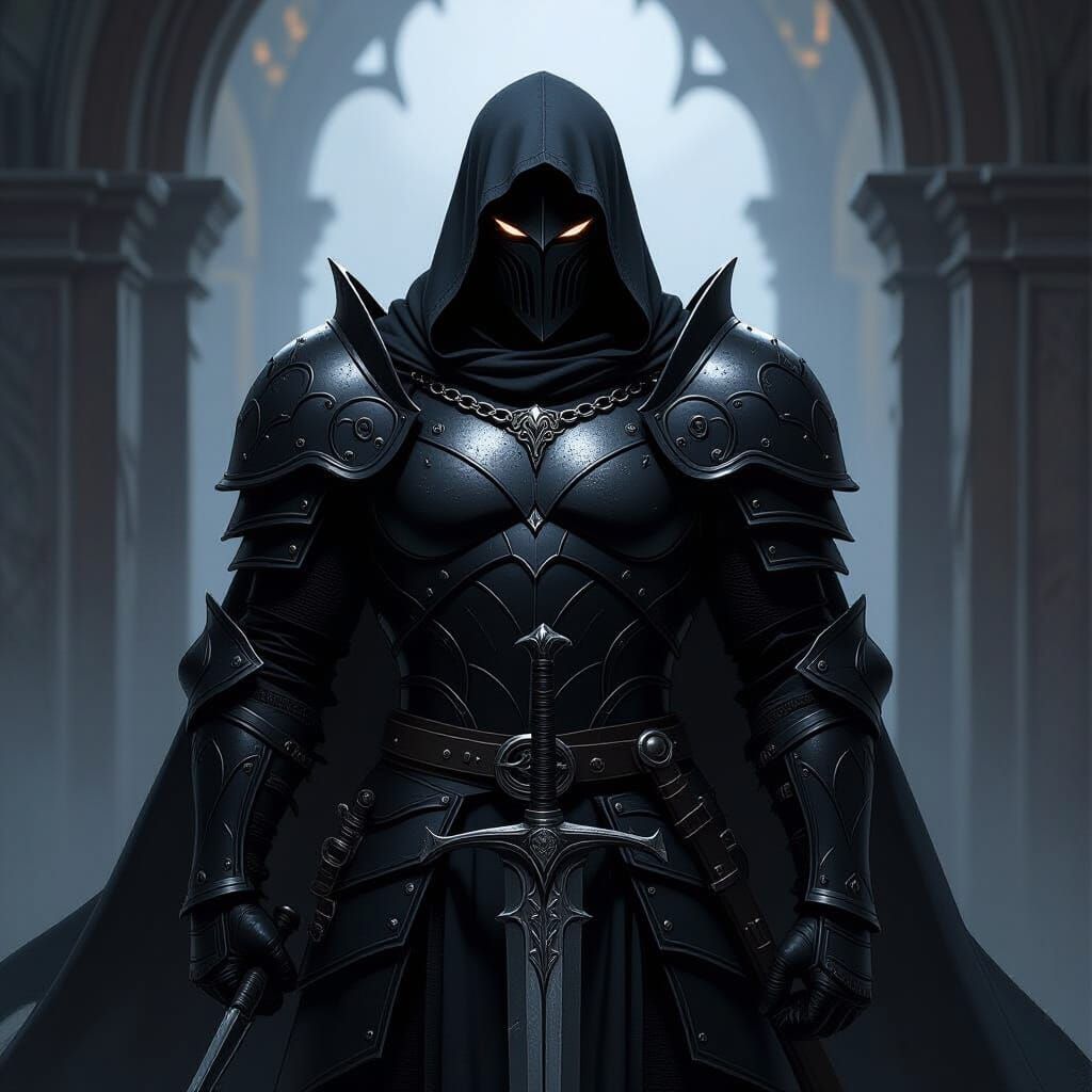 Ominous Knight in Black Chain Armor