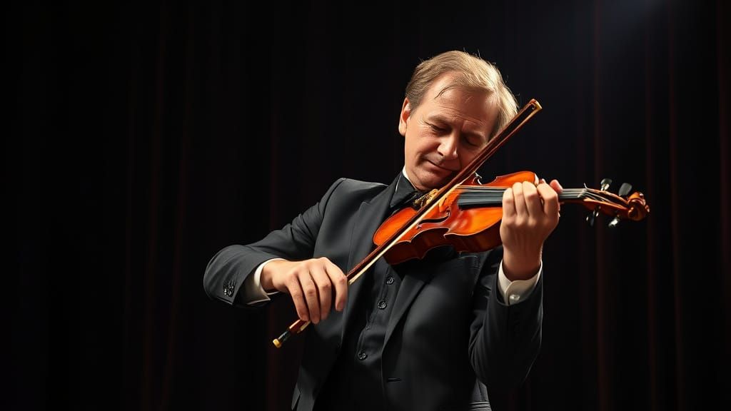 Musician Playing Violin in Dramatic Spotlight