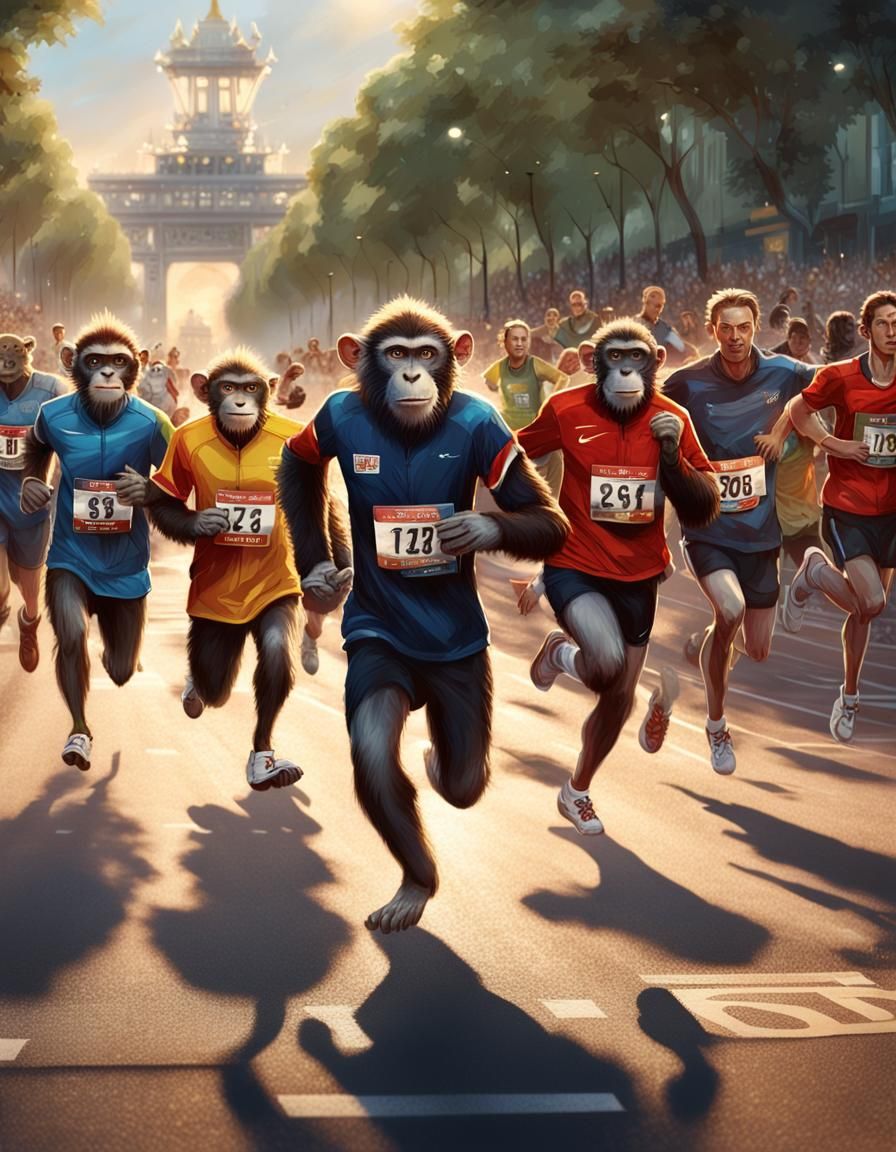 Monkeys running a marathon