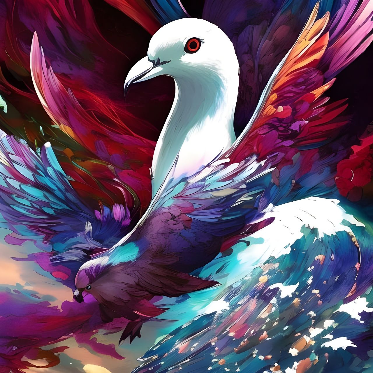 Badass Dove Portrait in Borderlands Style