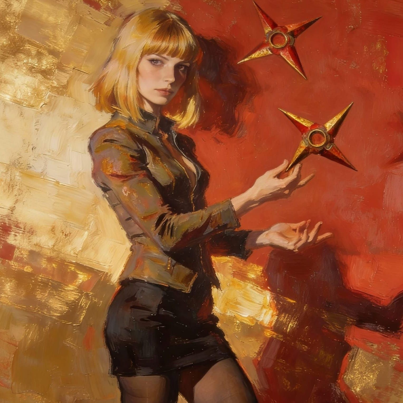 Painterly Portrait of Woman Juggling Stars in Impressionist ...