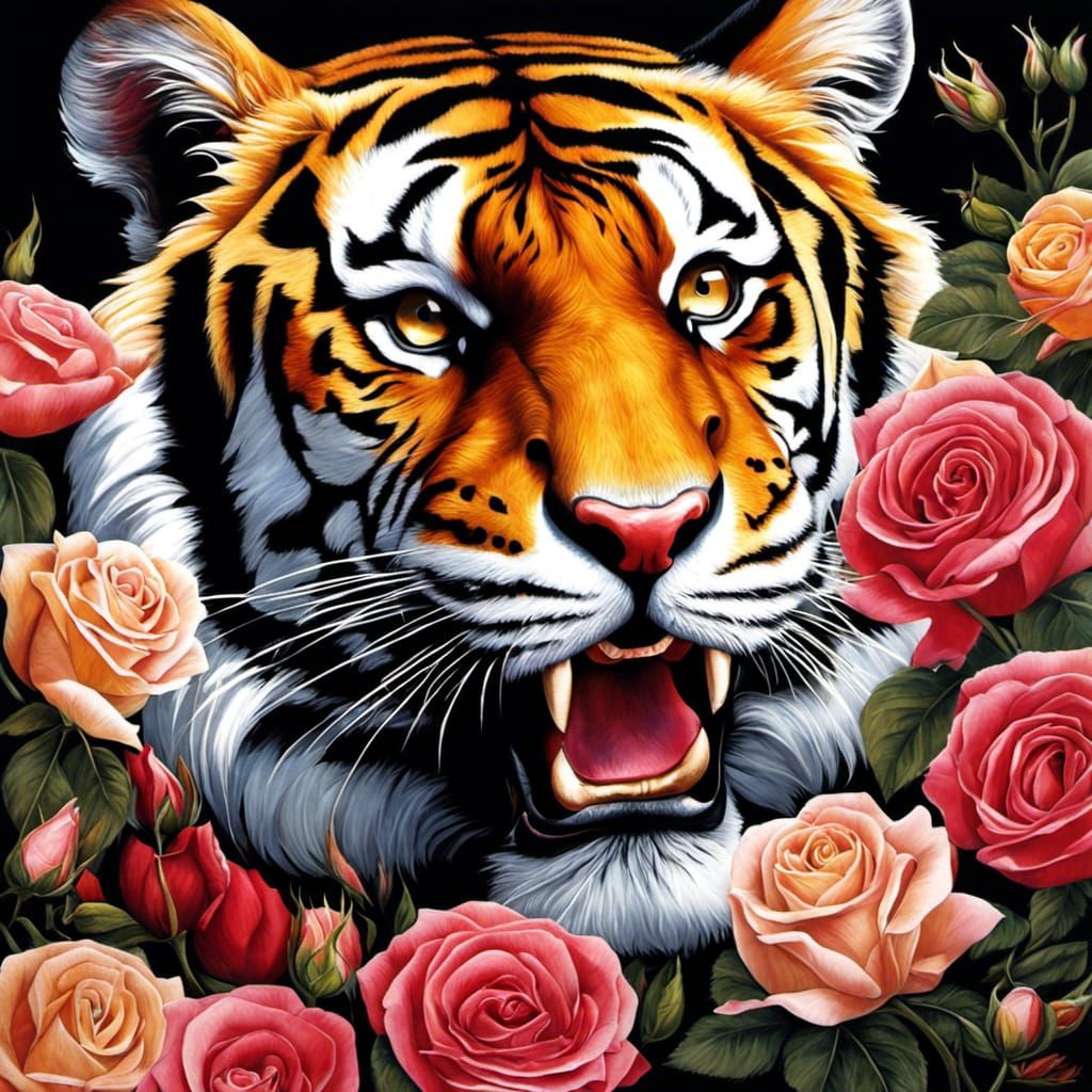 A Tiger & Roses