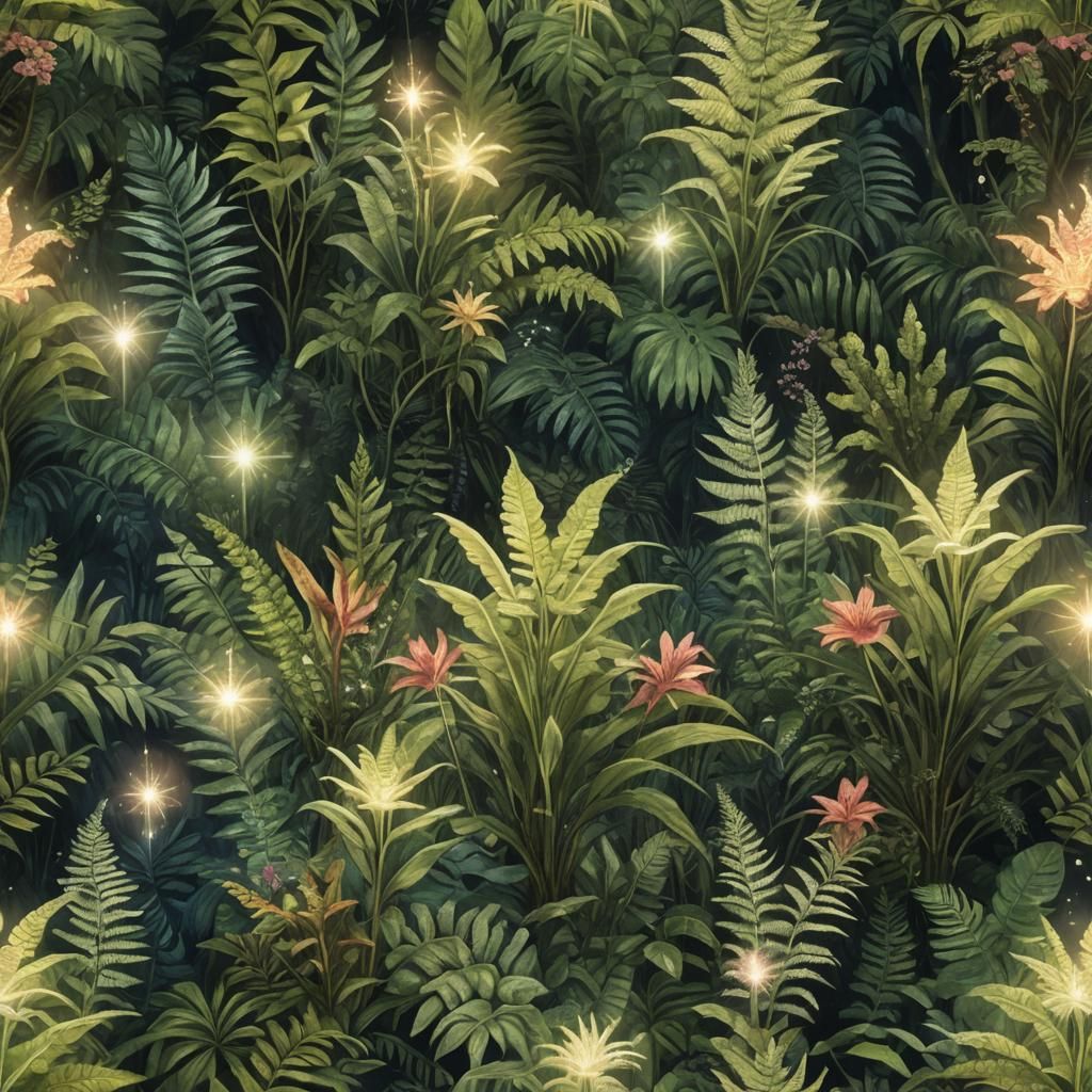 Mystical Rainforest: Elemental Harmony and Giant Fern