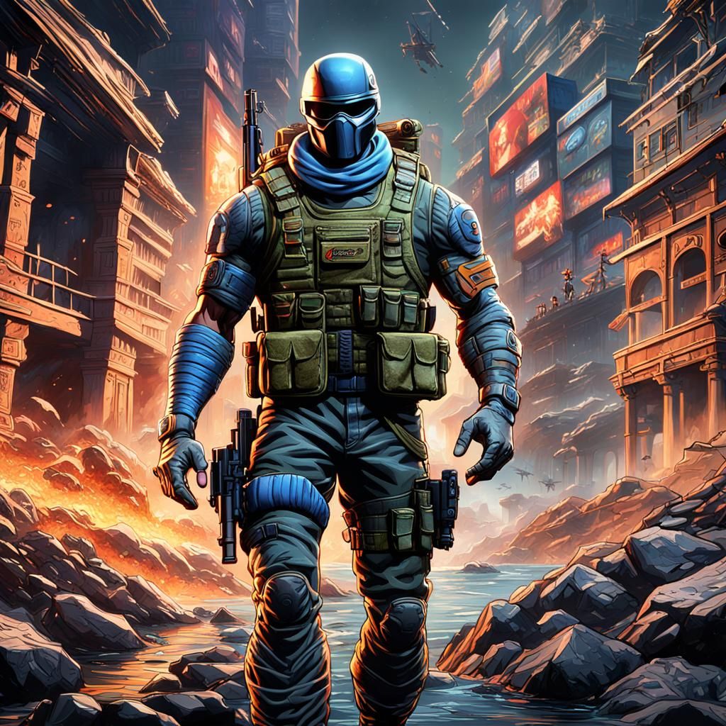 Original GI Joe Figure in Detailed Matte Painting