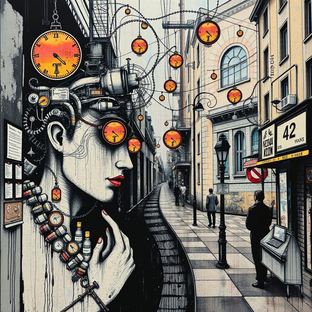 Retrofuturistic Street Art with Iridescent Pharmaceuticals