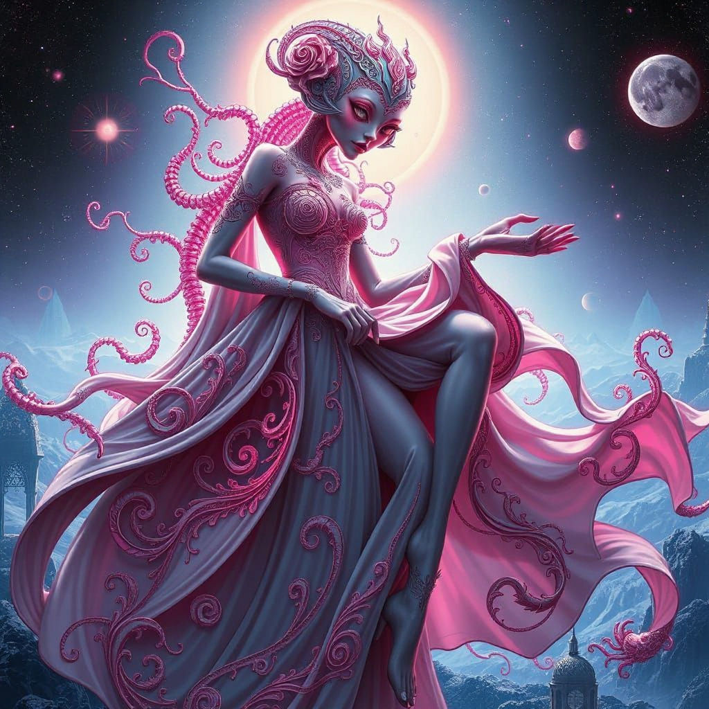 Ethereal Alien in Nouveau Futuristic Style