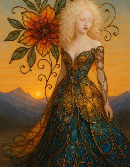 Resin Wire Art: Albino Woman in Gown