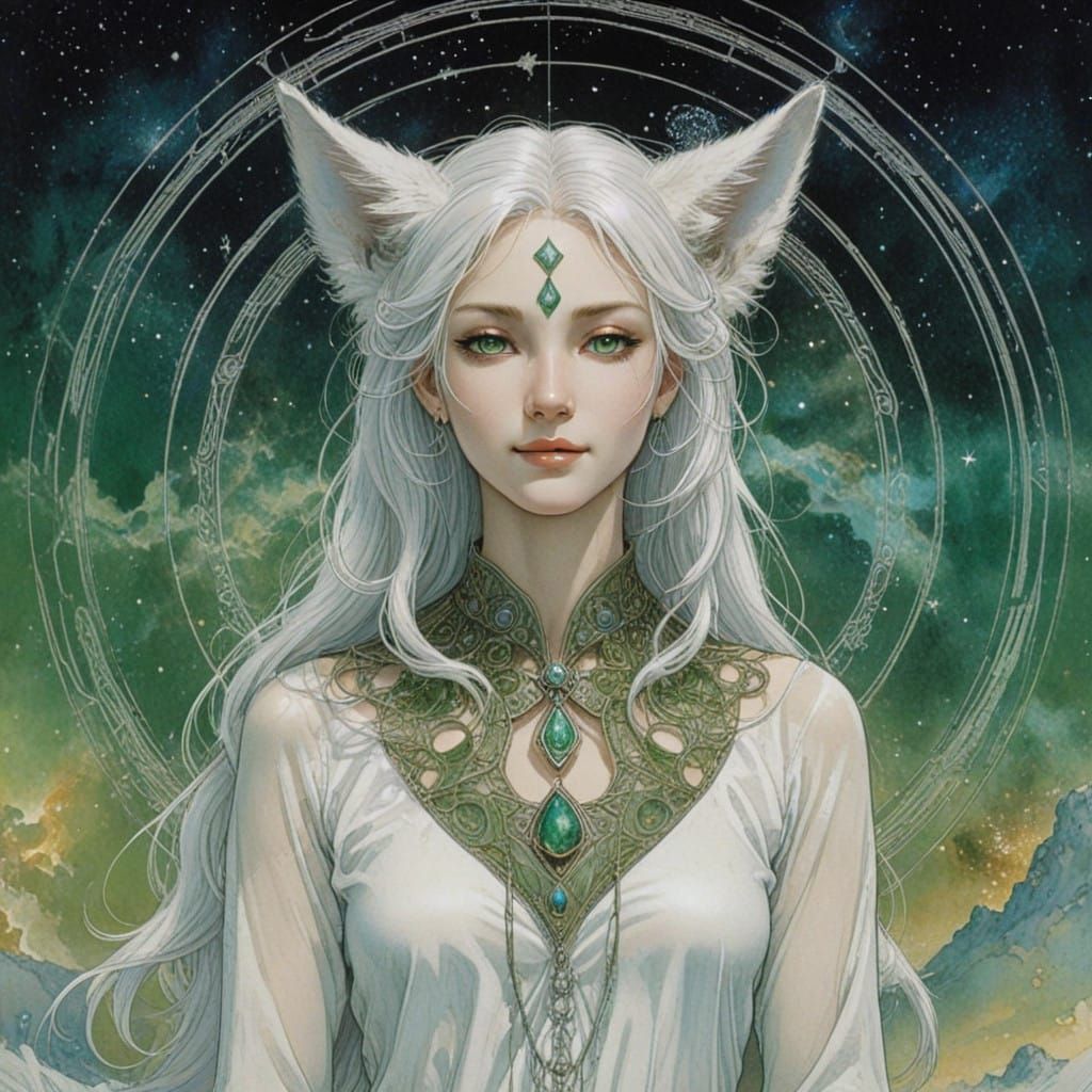 Surreal Astral Goddess Radiates Harmony and Peace