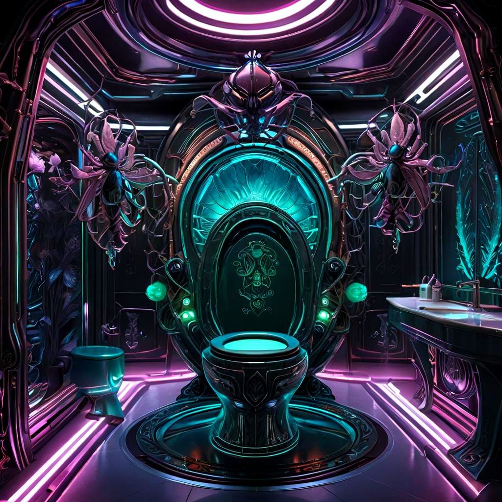 Extraterrestrial Oasis: Futuristic Restroom on a Space Stati...