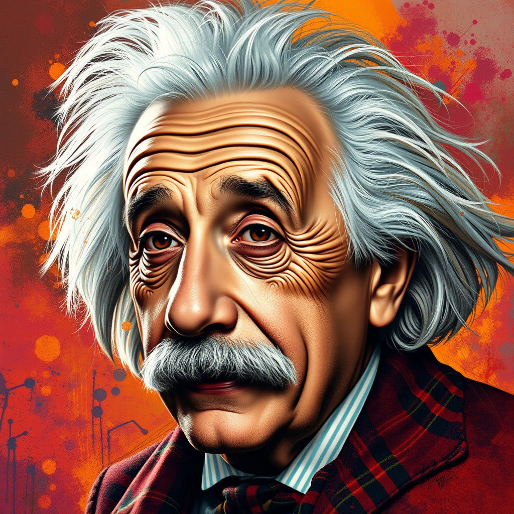 Hyperrealistic Portrait of Albert Einstein in Digital Art St...