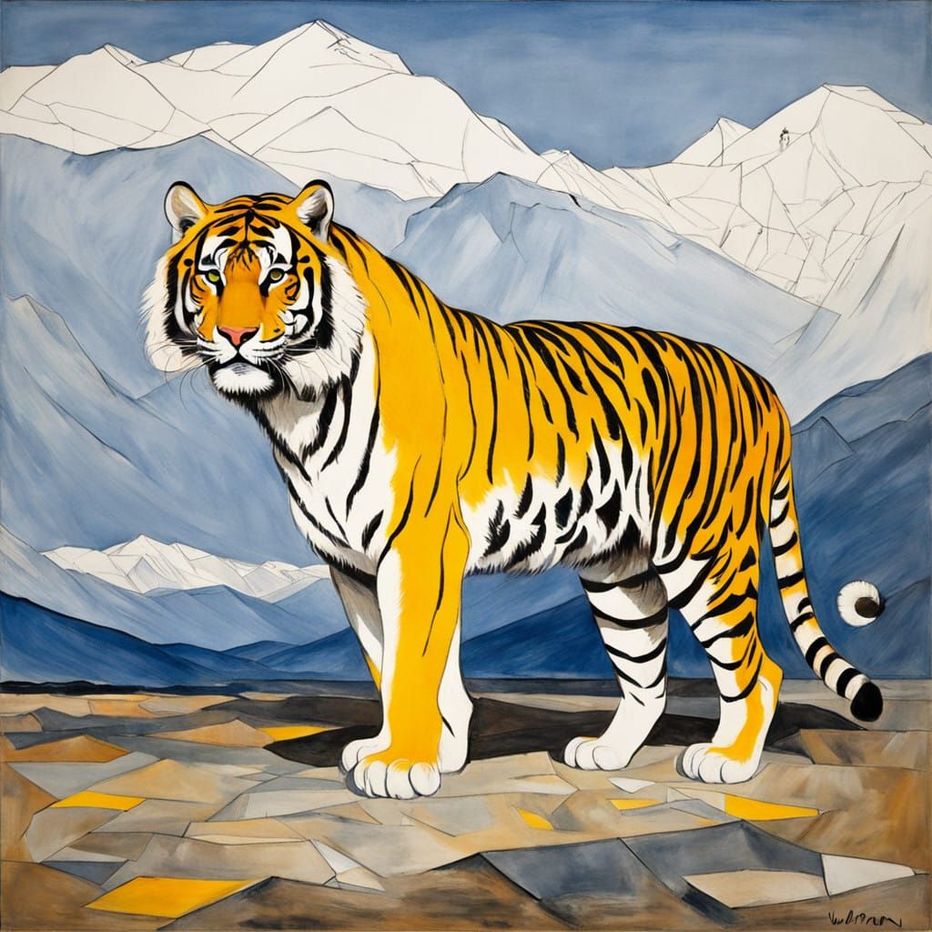 Surrealistic Fusion of Siberian Tiger and Abstract Compositi...