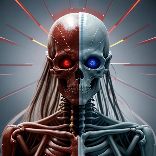 Translucent Cybernetic Human in 1980s Dark Fantasy