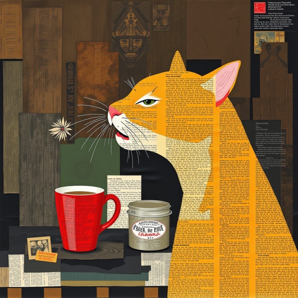 Surreal Puma in Coffeehouse Setting