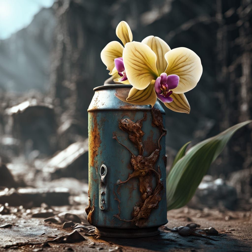 Orchid in Wasteland: A Post-Apocalyptic Digital Painting