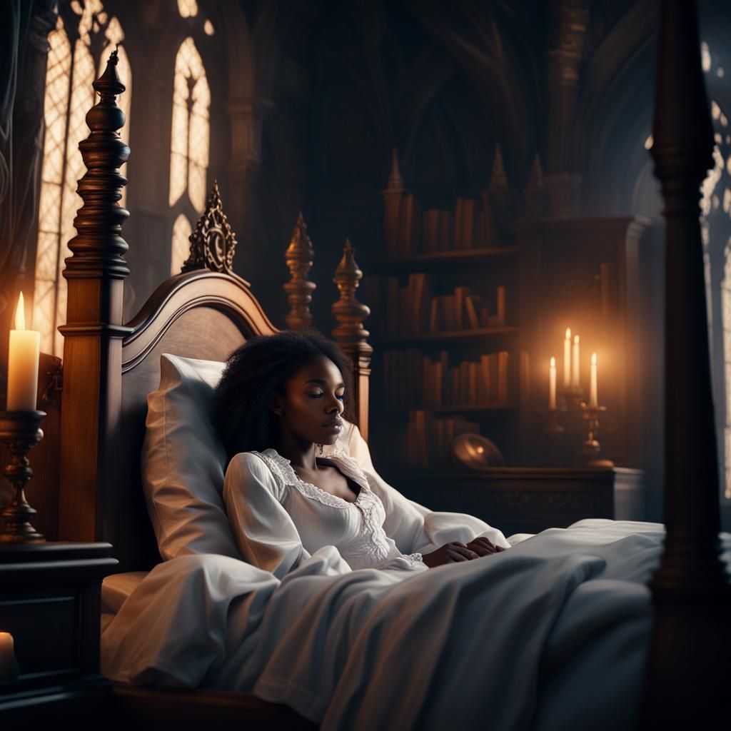 Black Woman Sleeping at Hogwarts: Digital Painting