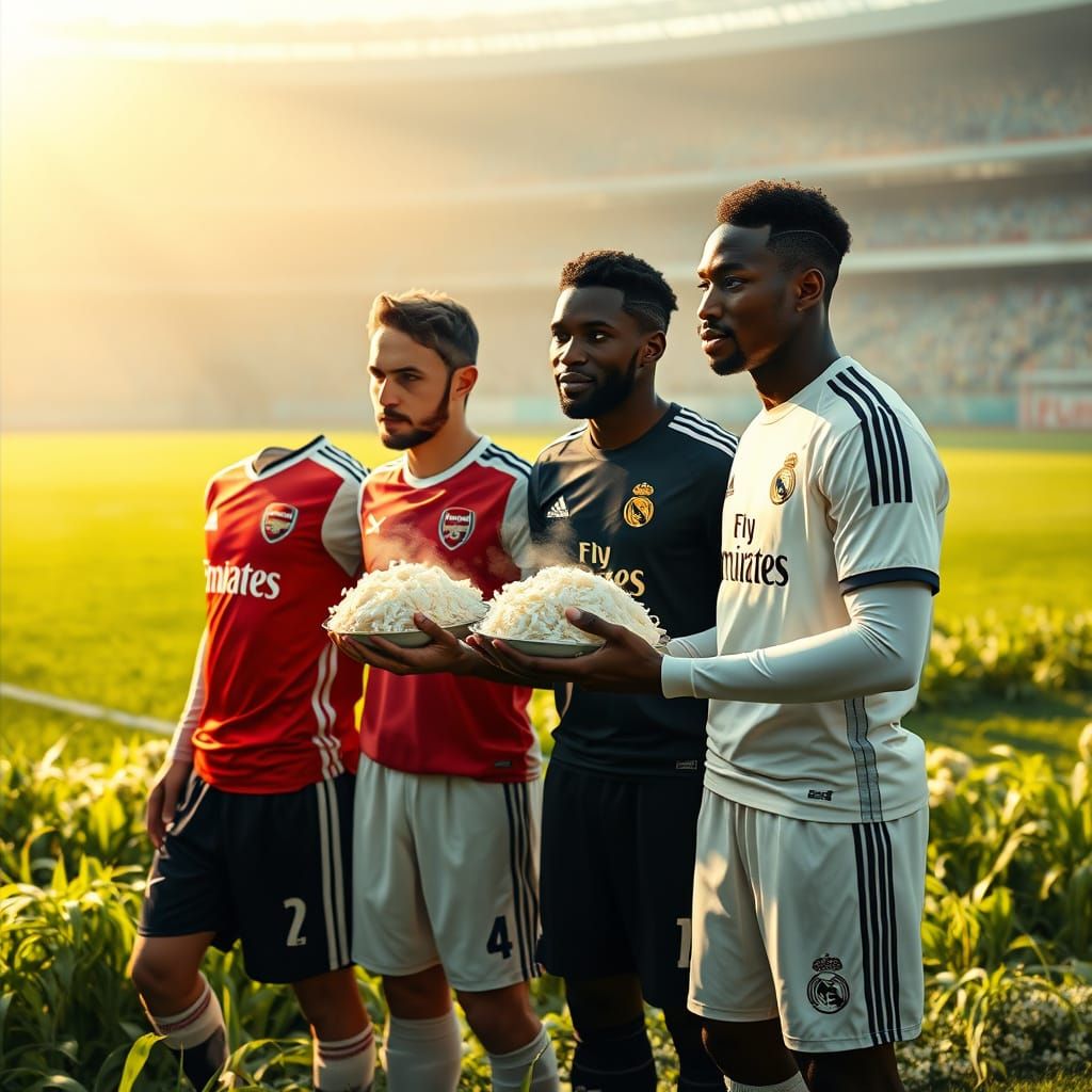 Surreal Futuristic Footballers Share Steaming Rice on Vibran...
